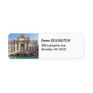Trevi Fontän på morgonen tidigt - Rom, Italien Returadress Etikett