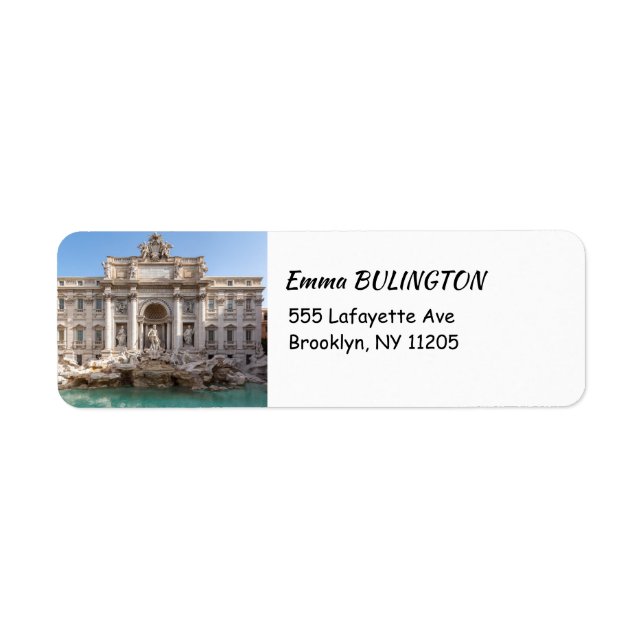 Trevi Fontän på morgonen tidigt - Rom, Italien Returadress Etikett (Framsidan)