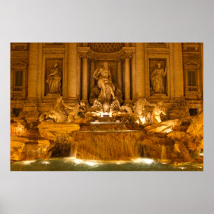 Trevi Fontän på natten (HDR) Poster