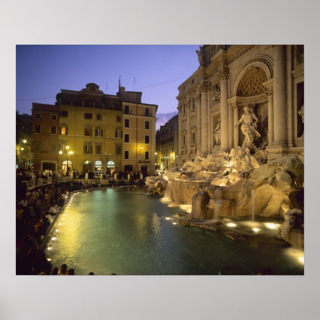 Trevi Fontän på natten, Rom, Latium, Italien Poster (Framsidan)