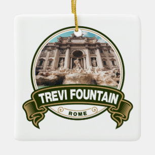 Trevi Fontän Rom Italien Badge Julgransprydnad Keramik