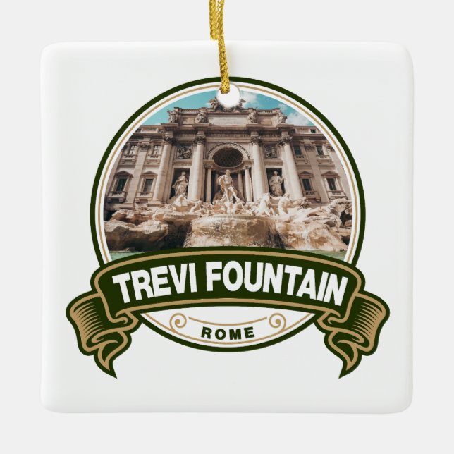 Trevi Fontän Rom Italien Badge Julgransprydnad Keramik (Framsida)