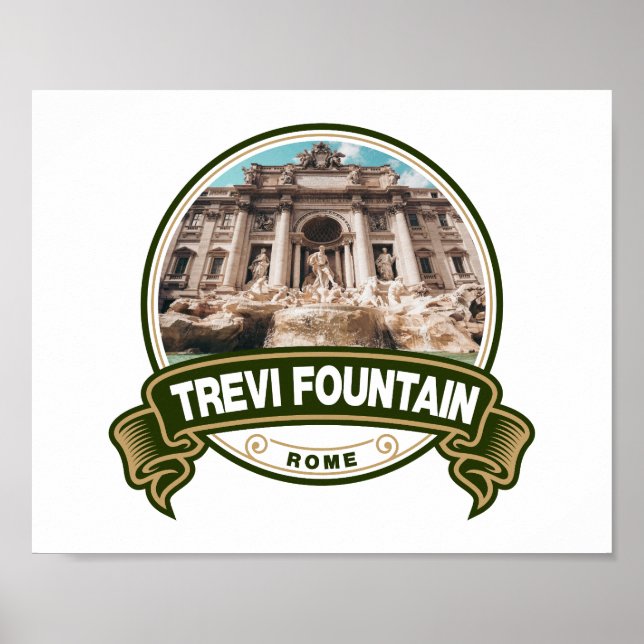 Trevi Fontän Rom Italien Badge Poster (Framsidan)