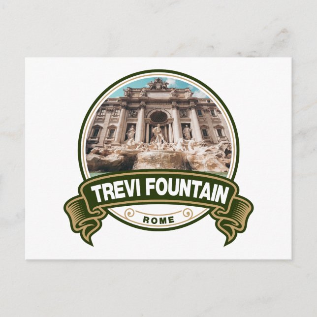 Trevi Fontän Rom Italien Badge Vykort (Framsida)