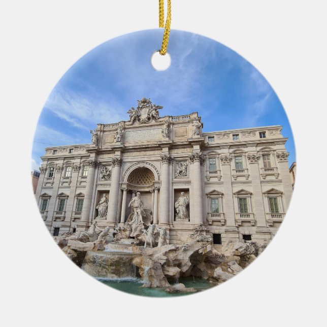 Trevi Fontän Rom Italien Helgdag Panorama Julgransprydnad Keramik (Framsidan)