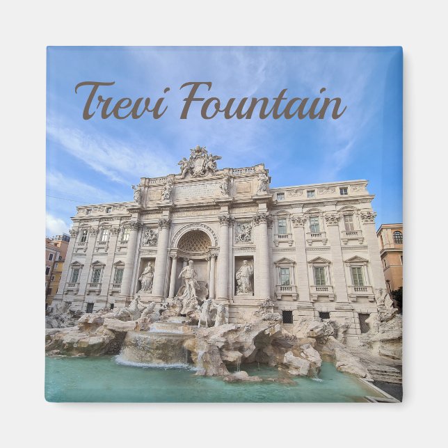 Trevi Fontän Rom Italien Helgdag Panorama Magnet (Framsidan)