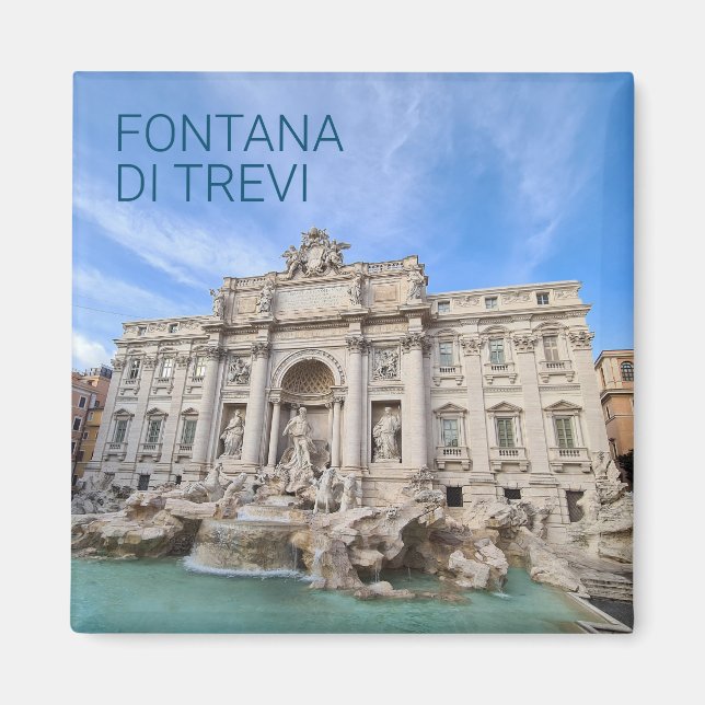 Trevi Fontän Rom Italien Helgdag Panorama Magnet (Framsidan)