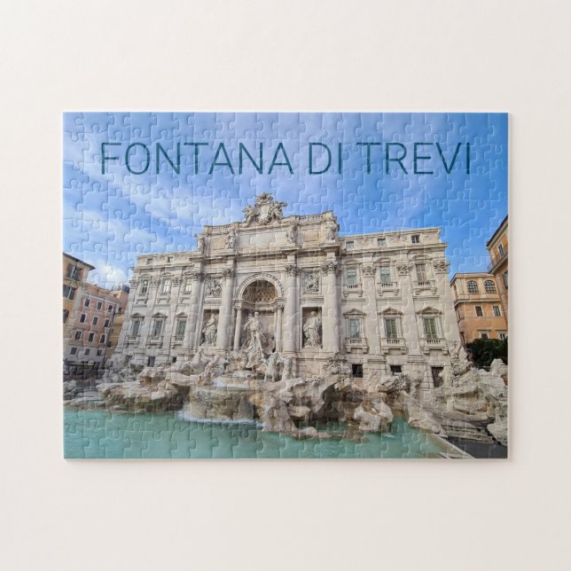 Trevi Fontän Rom Italien Helgdag Panorama Pussel (Horisontell)