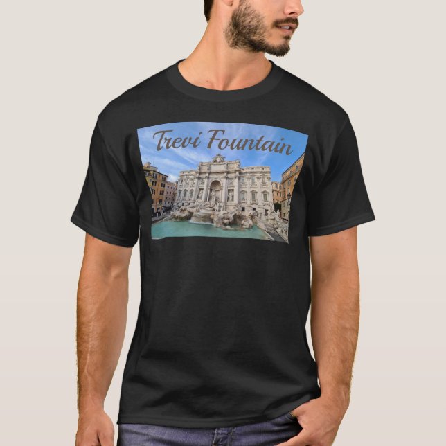 Trevi Fontän Rom Italien Helgdag Panorama T Shirt (Framsida)