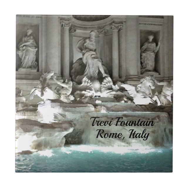 Trevi Fontän, Rom Italien Kakelplatta (Framsidan)
