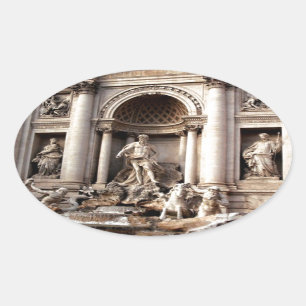 Trevi Fontän Rom Italien Travel Ovalt Klistermärke