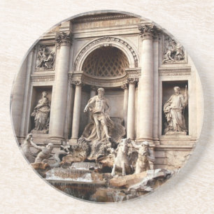 Trevi Fontän Rom Italien Travel Underlägg Sandsten