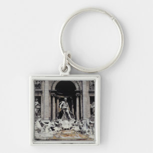 Trevi-fontän som byggas 1732-62 fyrkantig silverfärgad nyckelring