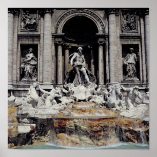 Trevi-fontän som byggas 1732-62 poster