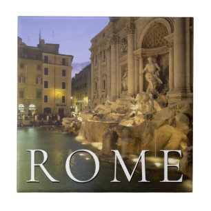 Trevi-fontänen på natten   Rom, Lazio, Italien Kakelplatta