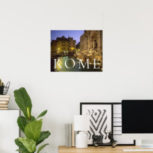 Trevi-fontänen på natten Rom, Lazio, Italien Poster