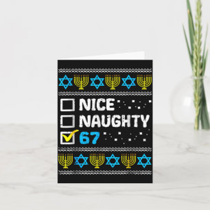 Trevlig Busig 67 Sex Sju Ful Hanukkah Tröja Ch Kort