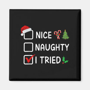 Trevlig Busig Jag Provade Julklappslista Tomte Hat Magnet