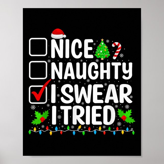 Trevlig Busig Jag Svär Jag Testade Xmas Pyjamas Ju Poster (Framsidan)