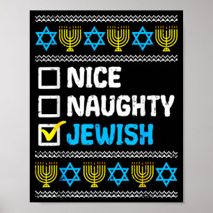 Trevlig Busig Judisk Ful Hanukkah Sweater Chanukah Poster