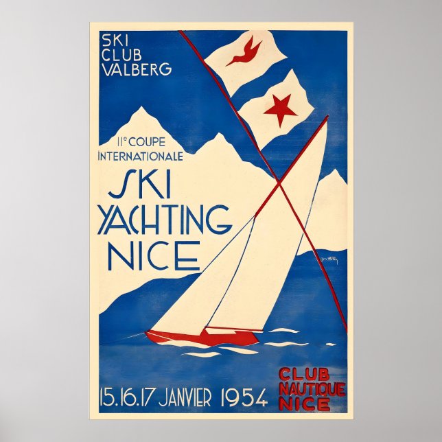 Trevlig Cote D'Azur Skid Yachting Segelbåt Hav Poster (Framsidan)