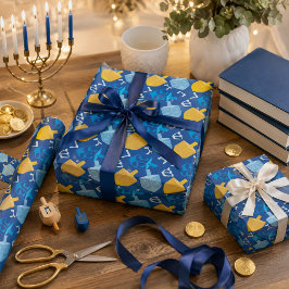 Trevlig Dreidel Hanukkah Presentpapper