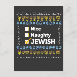 Trevlig elak judisk Hanukkah ful jultröja Vykort