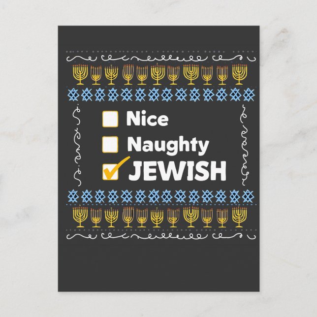 Trevlig elak judisk Hanukkah ful jultröja Vykort (Framsida)
