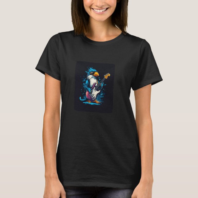 Trevlig Elektrisk Gitarr Fågel för Rock and Roll F T Shirt (Framsida)