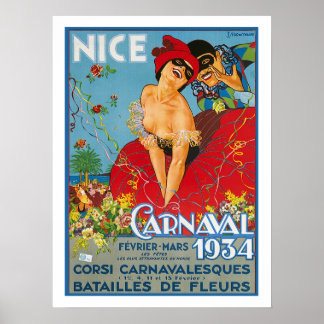 Trevlig, Frankrike, fransk karneval, par under mas Poster