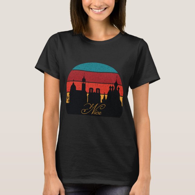 Trevlig fransk kustlinje Retro Synthwave Resa T Shirt (Framsida)