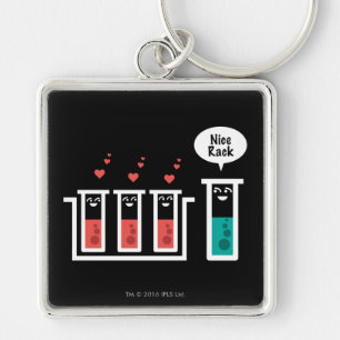 Trevlig kugge fyrkantig silverfärgad nyckelring