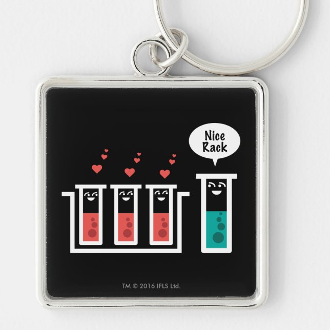 Trevlig kugge fyrkantig silverfärgad nyckelring (Framsidan)