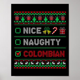 Trevlig Naughty Colombias jullchecklista Colombi Poster
