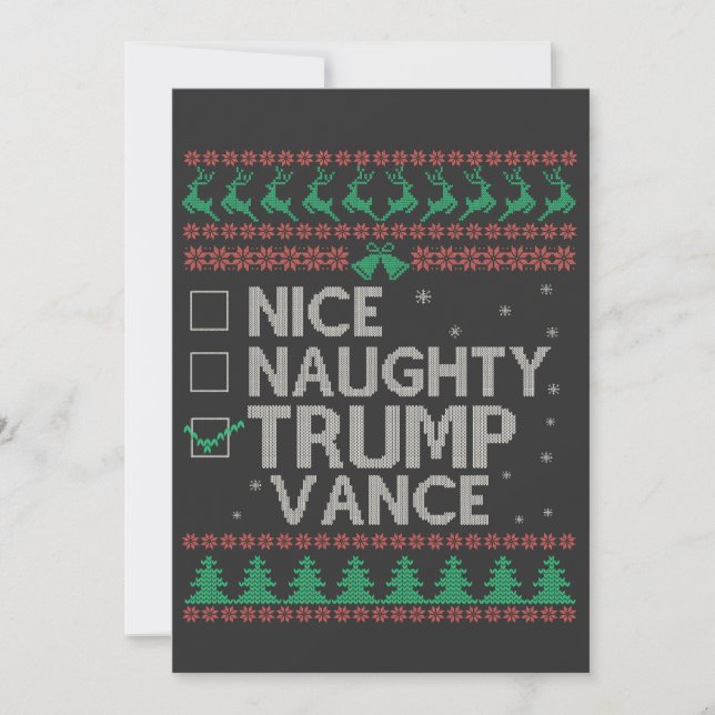 Trevlig Naughty Trump Vance Val Ugly Sweater Julkort (Framsida)