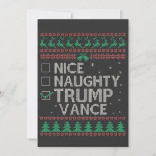Trevlig Naughty Trump Vance Val Ugly Sweater Julkort