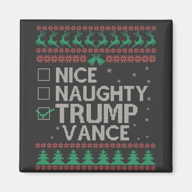 Trevlig Naughty Trump Vance Val Ugly Sweater Magnet (Framsidan)