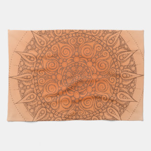 Trevlig orientalisk orange design kökshandduk