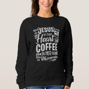 Trevlig Religiös Med Jesus I Hennes Hjärta & Kaffe T Shirt