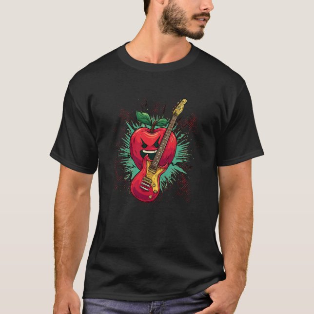 Trevlig Rock Apple Kostym med trevlig gitarr för p T Shirt (Framsida)
