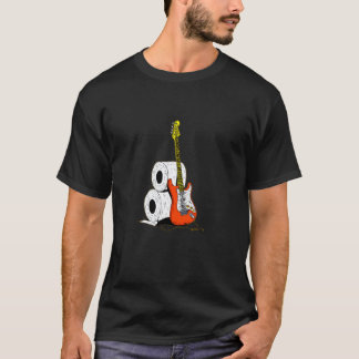 Trevlig röd rockgitarr med toalettpapper t shirt