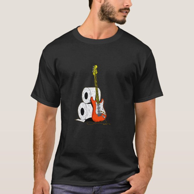 Trevlig röd rockgitarr med toalettpapper t shirt (Framsida)