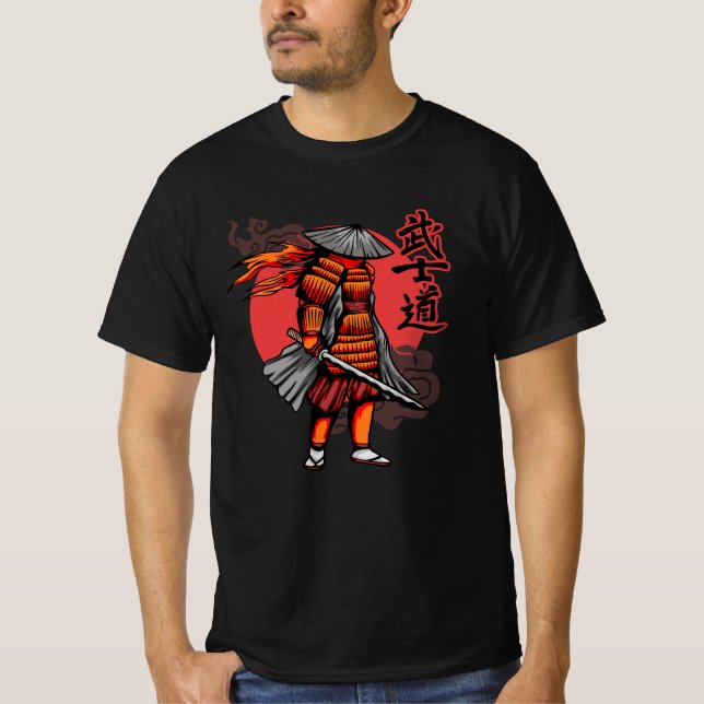 Trevlig Samuraj Retro - Samuraj som håller Katana T Shirt (Framsida)