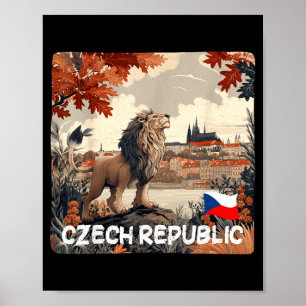 Trevlig tjeckisk republik stad grafik med lejon fö poster