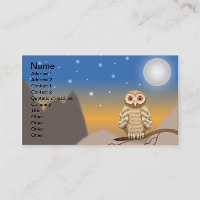 Trevlig uggla visitkort (Framsida)