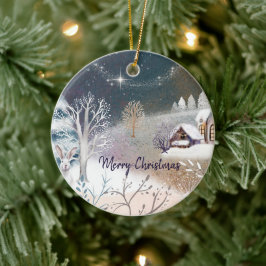 Trevlig vinter hem illustration Jul Holiday  Julgransprydnad Keramik