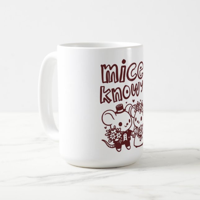 "Trevligt att träffa dig" Doodle-kaffemugg - Söt s Kaffemugg (Framsida vänster)