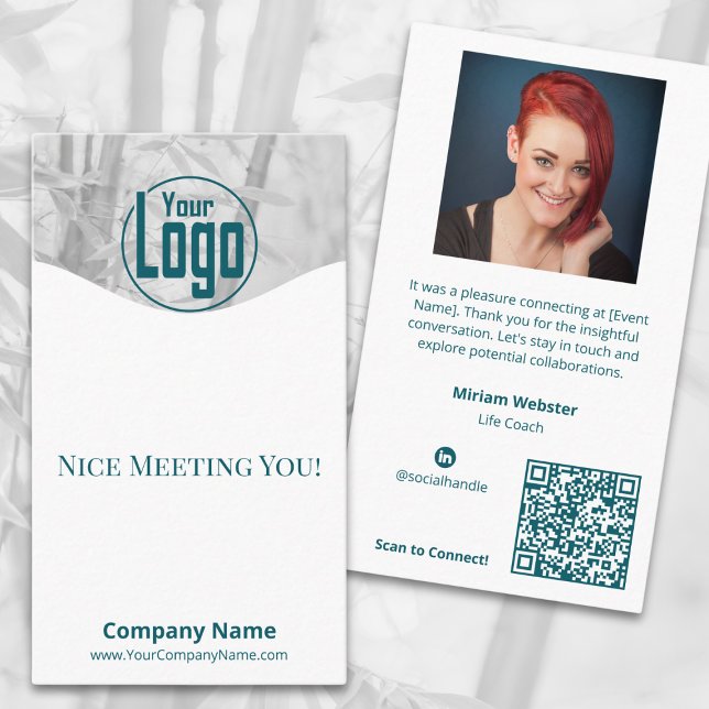 Trevligt möte dig - Life Coach Company Teal Visitkort (Nice Meeting You - Life Coach Company Teal Business Card, Professional Networking)