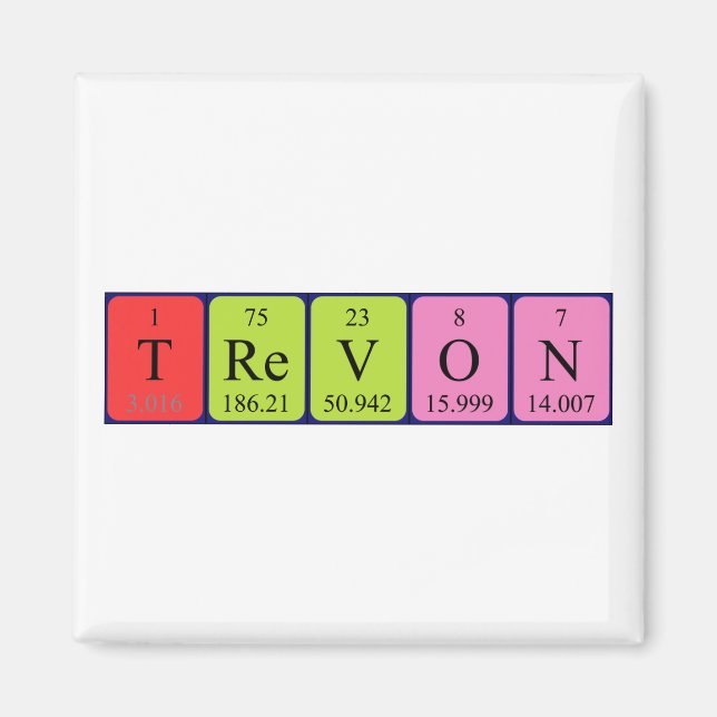 Trevon periodiskt bord namn magnet (Framsidan)