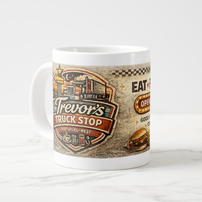 Trevors Truckstopp Jumbo Mugg (Framsida vänster)